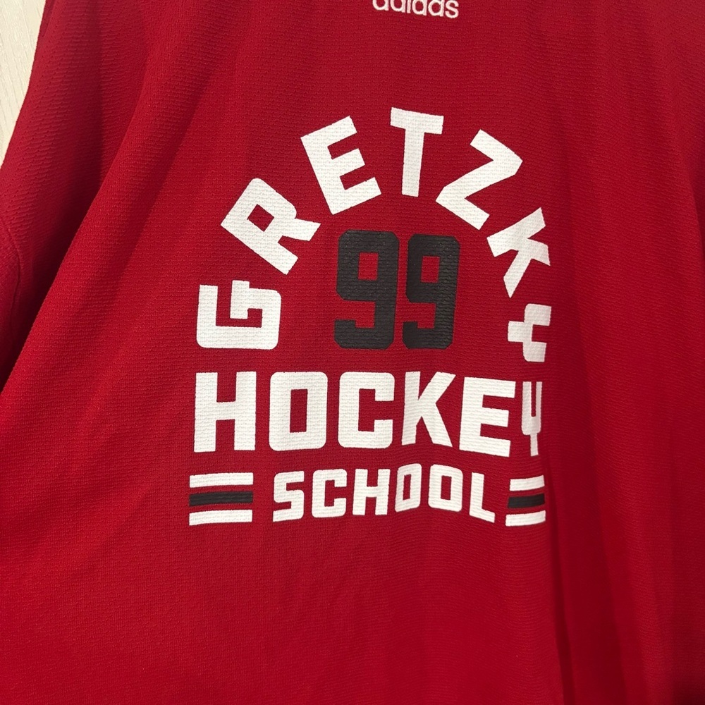 Adidas Wayne Gretzky 99 Hockey School Red Jersey Practice Shirt‎ Large XL P2P 27 - Picture 7 of 7